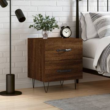 Brown Oak Bedside Cabinet - Modern Storage & Style | HipoMarket