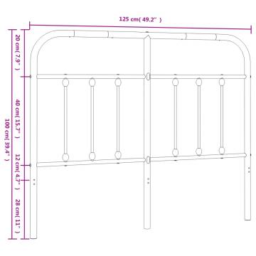 White Metal Headboard 120 cm - Stylish & Sturdy Design