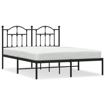 Metal Bed Frame with Headboard Black 140x200 cm - Hipomarket