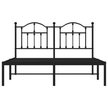 Metal Bed Frame with Headboard Black 140x200 cm - Hipomarket