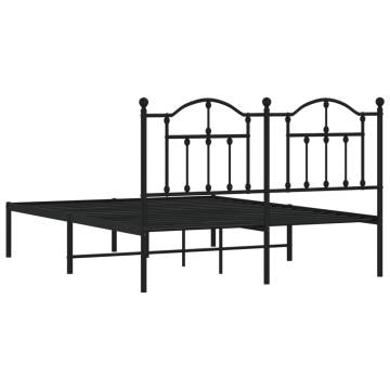 Metal Bed Frame with Headboard Black 140x200 cm - Hipomarket