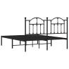 Metal Bed Frame with Headboard Black 140x200 cm - Hipomarket