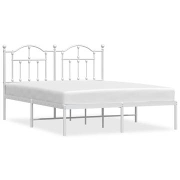 White Metal Bed Frame with Headboard 140x200 cm - HipoMarket