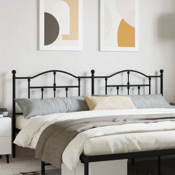 Stylish Black Metal Headboard - 200 cm | HipoMarket