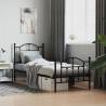 Metal Bed Frame with Headboard and Footboard Black 90x190 cm Single Colour black Size 90 x 190 cm Model with headboard & footboard 