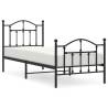 Black Metal Bed Frame with Headboard & Footboard 90x190 cm