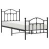 Black Metal Bed Frame with Headboard & Footboard 90x190 cm