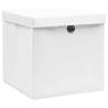 10 pcs White Storage Boxes with Lids - Durable Fabric