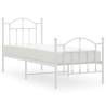 Elegant White Metal Bed Frame with Headboard - Small Single 75x190cm