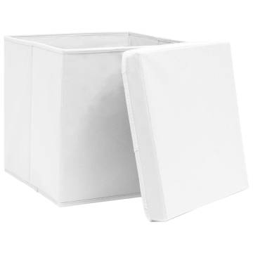 10 pcs White Storage Boxes with Lids - Durable Fabric