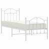 Elegant White Metal Bed Frame with Headboard - Small Single 75x190cm