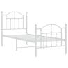 Elegant White Metal Bed Frame with Headboard - Small Single 75x190cm