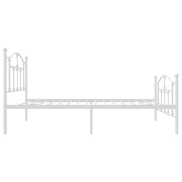 Elegant White Metal Bed Frame with Headboard - Small Single 75x190cm