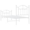 Elegant White Metal Bed Frame with Headboard - Small Single 75x190cm