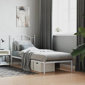 Metal Bed Frame with Headboard White 90x190 cm - Hipomarket