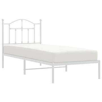 Metal Bed Frame with Headboard White 90x190 cm - Hipomarket