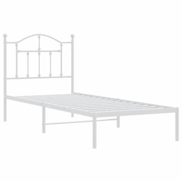 Metal Bed Frame with Headboard White 90x190 cm - Hipomarket