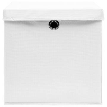 10 pcs White Storage Boxes with Lids - Durable Fabric