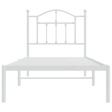 Metal Bed Frame with Headboard White 90x190 cm - Hipomarket