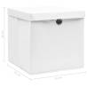 10 pcs White Storage Boxes with Lids - Durable Fabric