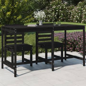 Garden Table Black 203.5x90x110 cm - Solid Pine Wood