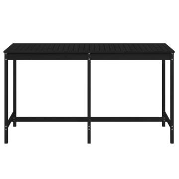 Garden Table Black 203.5x90x110 cm - Solid Pine Wood