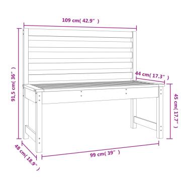 Garden Bench Grey 109 cm Solid Wood Pine - Perfect for Outdoors