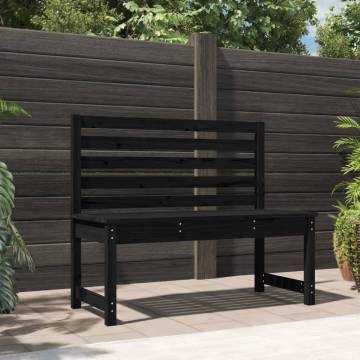 Stylish Black Garden Bench - Solid Wood Pine - 109 cm