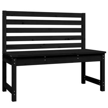 Stylish Black Garden Bench - Solid Wood Pine - 109 cm