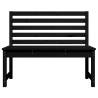 Stylish Black Garden Bench - Solid Wood Pine - 109 cm