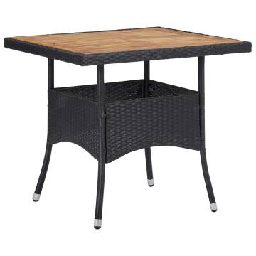 Outdoor Dining Table - Black Poly Rattan & Acacia Wood