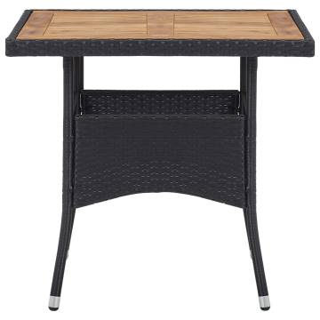 Outdoor Dining Table - Black Poly Rattan & Acacia Wood