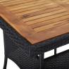 Outdoor Dining Table - Black Poly Rattan & Acacia Wood