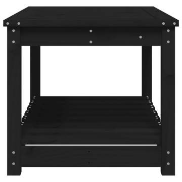 Garden Table Black 82.5x50.5 cm - Solid Pine Wood