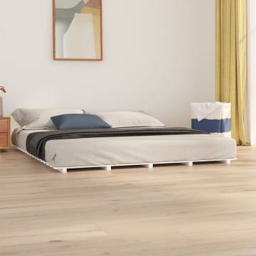 White Solid Wood Pine Bed Frame 200x200 cm - Shop Now!