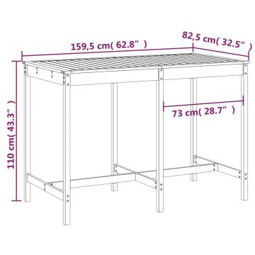 Garden Table 159.5x82.5 cm Solid Wood Pine - Stylish Outdoor Dining