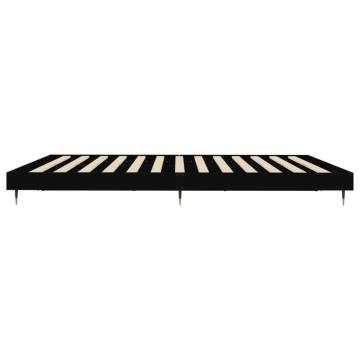 Black Bed Frame 200x200 cm - Durable Engineered Wood