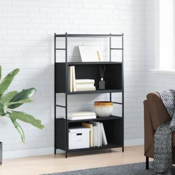 Bookshelf Black 80x30x145.5 cm - Durable Engineered Wood & Iron