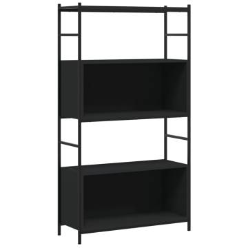 Bookshelf Black 80x30x145.5 cm - Durable Engineered Wood & Iron