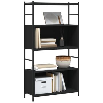 Bookshelf Black 80x30x145.5 cm - Durable Engineered Wood & Iron