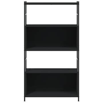 Bookshelf Black 80x30x145.5 cm - Durable Engineered Wood & Iron