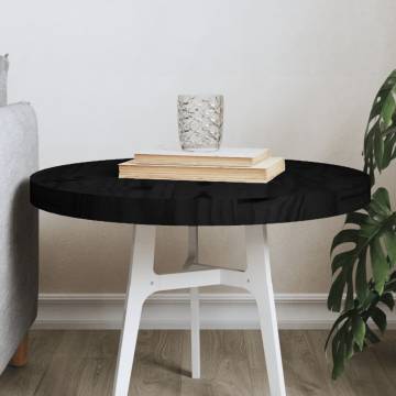 Table Top Round Black Ø50x3 cm Solid Wood Pine - HipoMarket