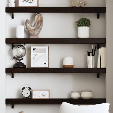 Wall Shelf Dark Brown 80x10x6 cm - Solid Oak Wood Storage