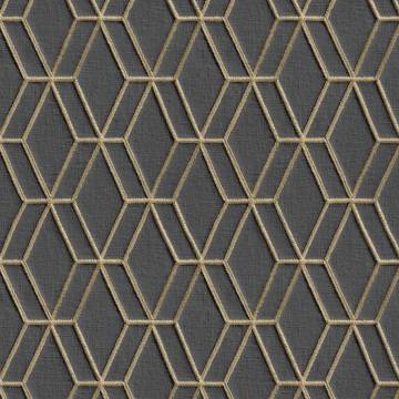 DUTCH WALLCOVERINGS Wallpaper Hexagonal Black and Gold