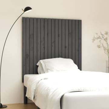 Elegant Grey Solid Wood Wall Headboard - 108x3x110 cm