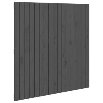 Elegant Grey Solid Wood Wall Headboard - 108x3x110 cm