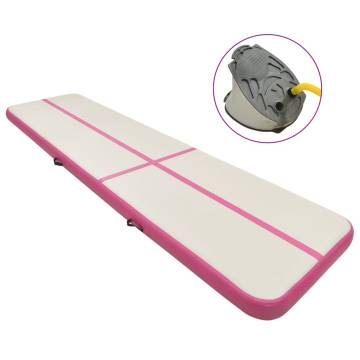 Inflatable Gymnastics Mat 700x100 cm - PVC, Pink with Pump