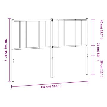 Stylish White Metal Headboard 140 cm - Hipomarket UK