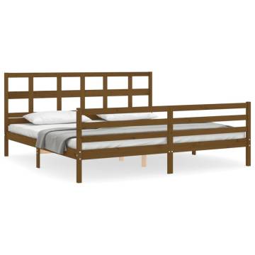 Solid Wood Bed Frame with Headboard - Honey Brown 200x200 cm