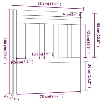 Stylish Solid Pine Bed Headboard | 81x4x100 cm | Hipomarket